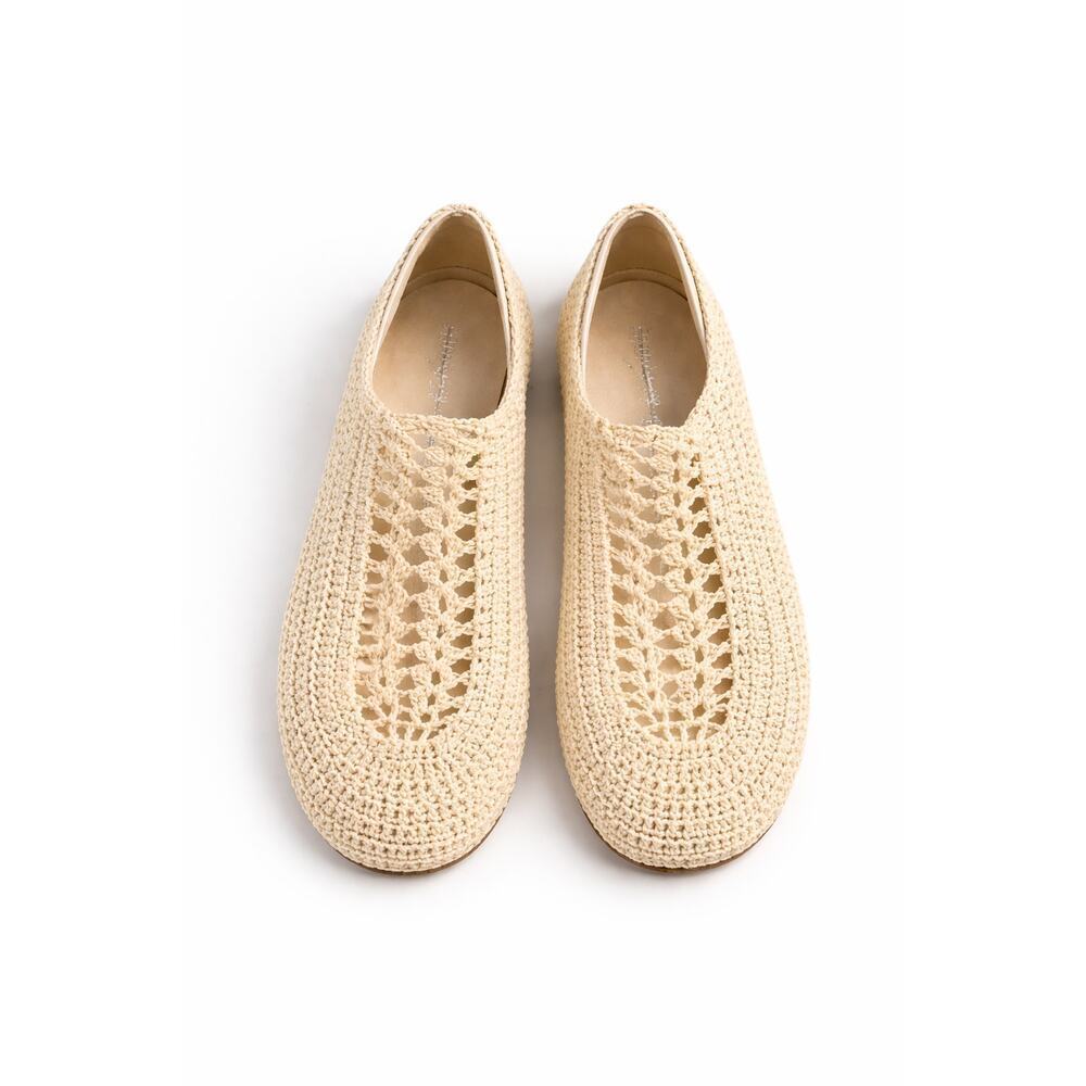Jeffrey Campbell Nantucket Knit Crochet Flats Natural Slip On Shoes Sz 10